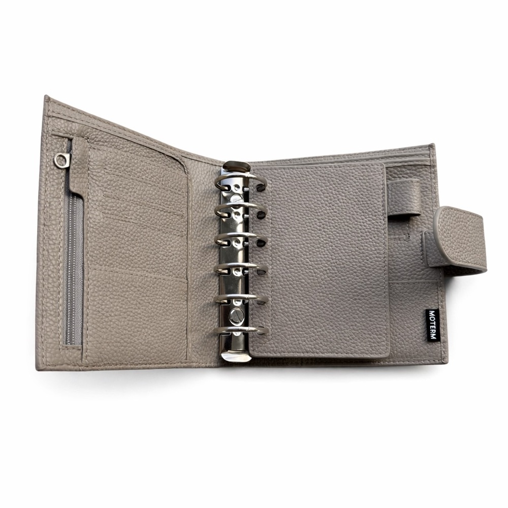 Elegant Moterm Pebble Gray Leather Wallet/Planner A7 - Picture 3 of 5